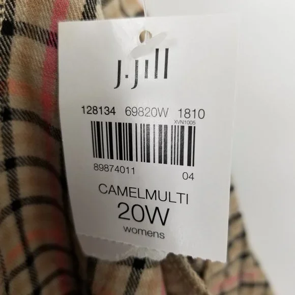 Gently worn- J. Jill Camel Plaid Women's Multicolor Pants Size 20W - Picture 3 of 10